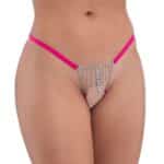 Calcinha Fio Pink em Tule com Regulagem e Detalhes em Strass Eross Afrodite