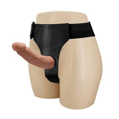 Alternative view of Cinta peniana com pênis realístico com duas pontas glandes realística 13x3,5cm - Baile