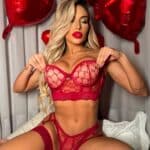 Conjunto lingerie deluxe tomara que caia com bojo de tule bordado