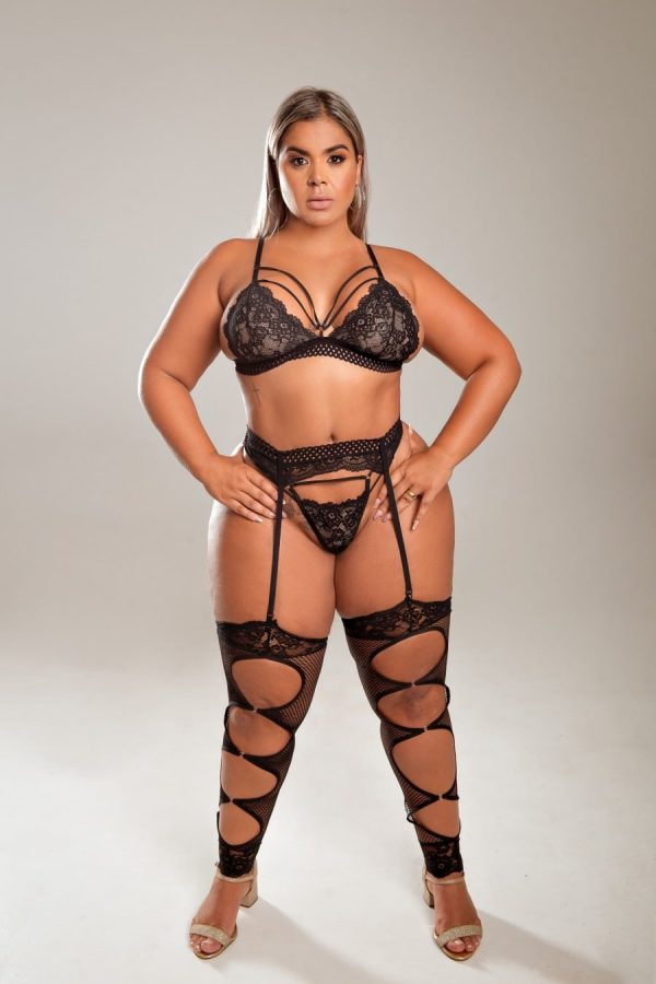 Conjunto preto plus size sem bojo calcinha fio - Image 2