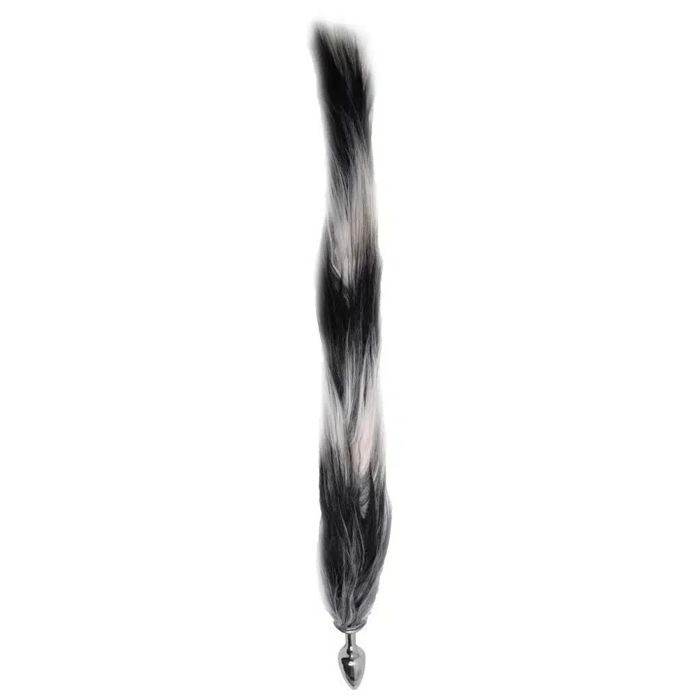 Plug Anal pequeno Metal Cor Cromado Rabo Degradê preto Hard Metal  Imagem 4