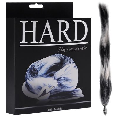 Alternative view of Plug Anal pequeno Metal Cor Cromado Rabo Degradê preto Hard Metal