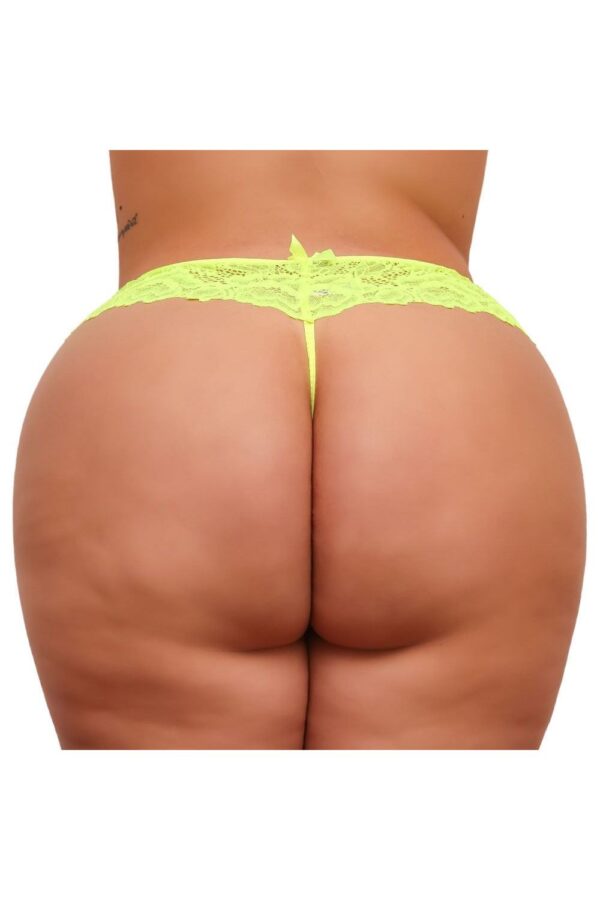 Calcinha Fio Dental Plus Size Tailandesa Amarelo Neon Luz Negra Bilha Escuro Tallyta - Image 2