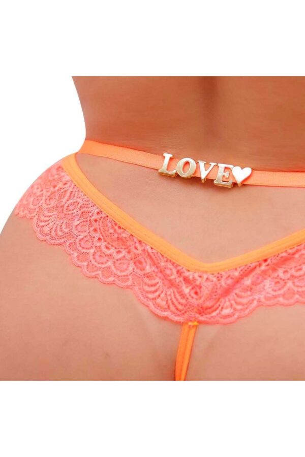 Calcinha tailandesa em renda personalizável laranja neon - Image 3