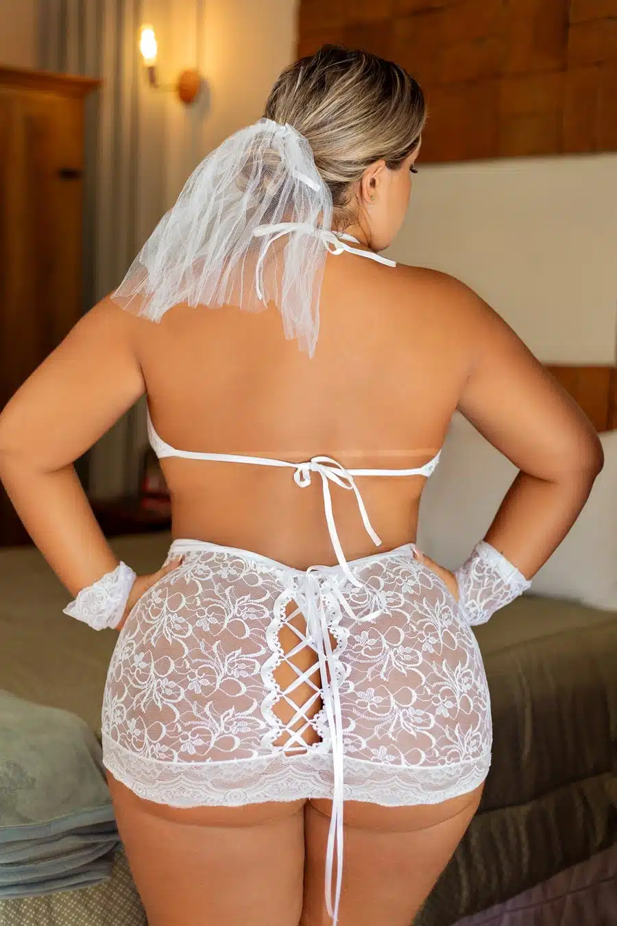 Fantasia erótica Plus size de noiva véu da paixão  Imagem 2