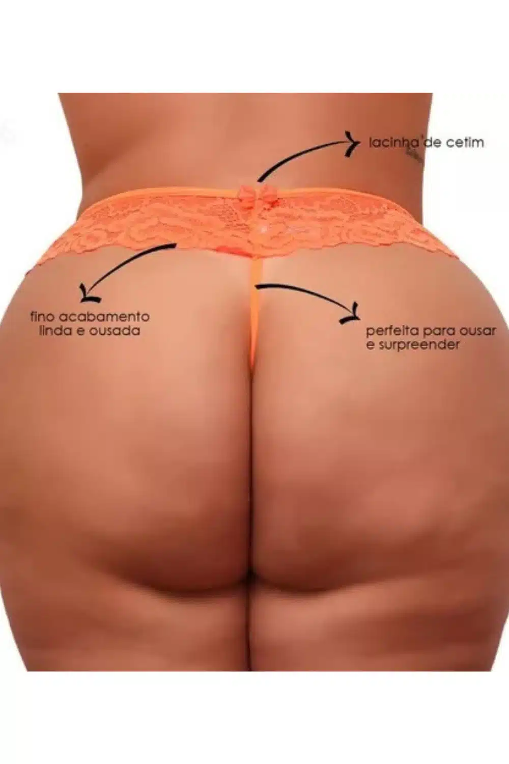 Calcinha Plus Size Laranja Neon Tailandesa Master  Imagem 2