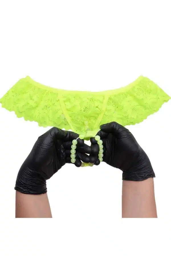 Calcinha Fio Dental Tay Luz Negra Bilha Escuro Amarelo Neon - Imagem 4