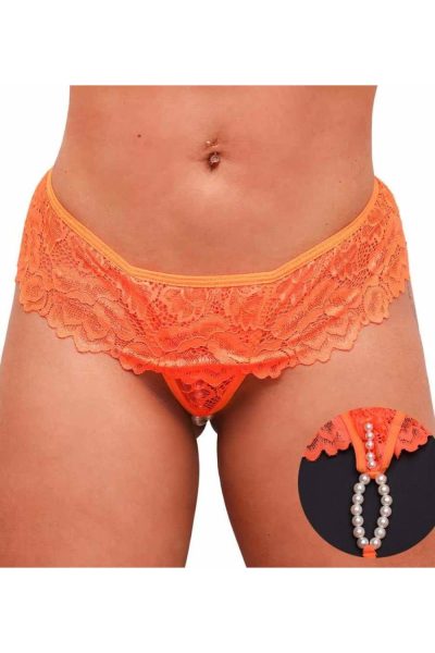 Calcinha tailandesa Laranja master cós em renda