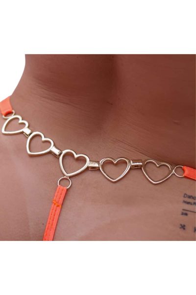 Alternative view of Calcinha fio Dental em Renda Laranja neon Cinco Corações