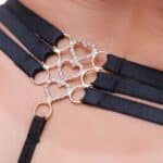 Calcinha preta strass 3 alças coração