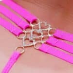 Calcinha Rosa strass 3 alças coração
