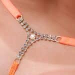 Calcinha Fio Dental Laranja neon com Strass Bumbum