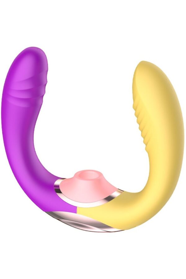 Vibrador Duplo para Lésbicas com Sugador e Movimento de Vem - Image 2