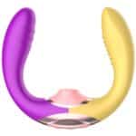 Vibrador Duplo para Lésbicas com Sugador e Movimento de Vem