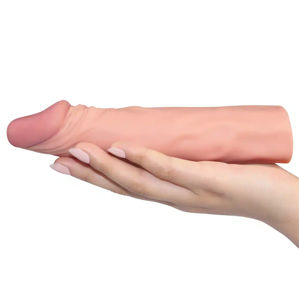 Capa peniana para aumento instantâneo, feita em material resistente e bastante elástica  Lovetoy  Imagem 2