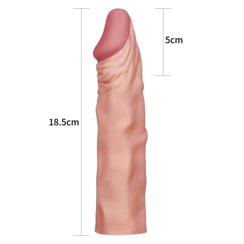 Capa peniana para aumento instantâneo, feita em material resistente e bastante elástica - Lovetoy - Imagem 4