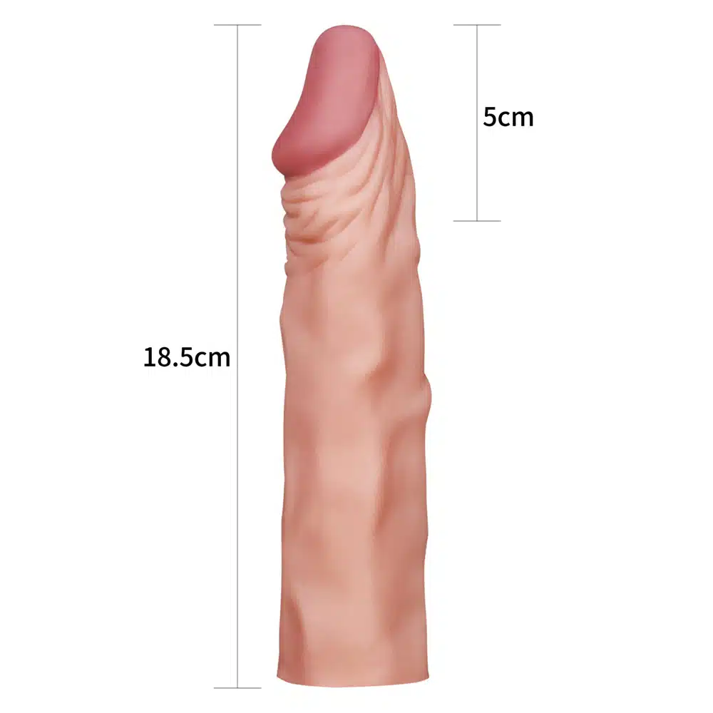 Capa peniana para aumento instantâneo, feita em material resistente e bastante elástica  Lovetoy  Imagem 4