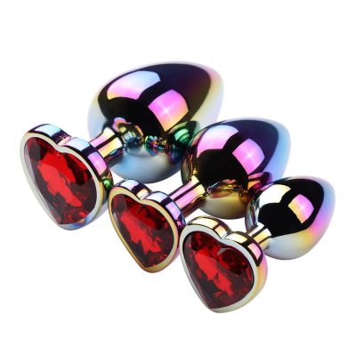 Plug Anal de coração pequeno colorido - Tamanho P 19 15276947653 pl091p 07