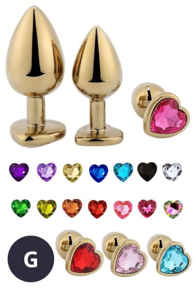 Plug Anal de Coração em Aço Dourado - Tamanho G