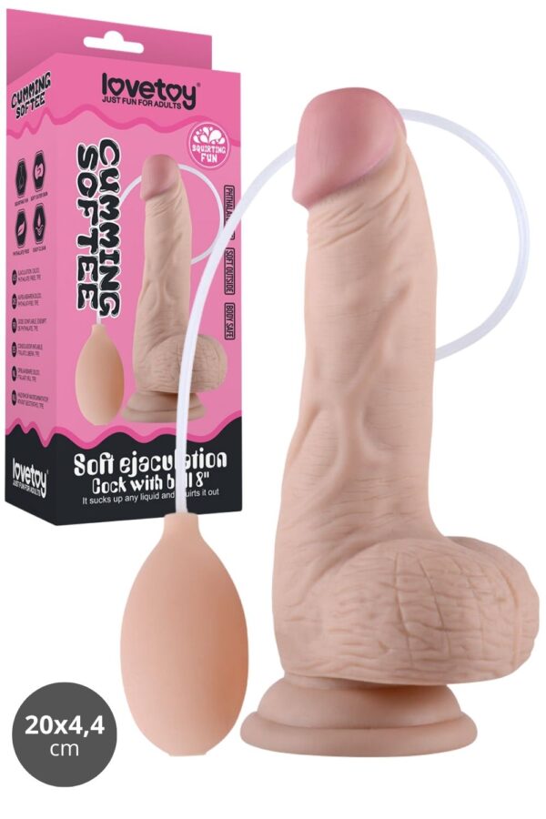 Pênis Ejaculador emcyberskin com Escroto 20 cm Soft Ejaculation Cock With Ball - Lovetoy