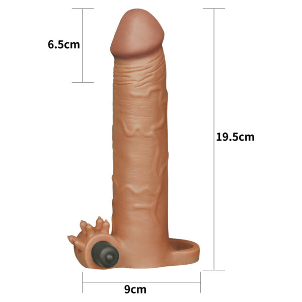 Capa peniana marrom com extensor de 5 cm e anel para escroto, estimulador de clitóris e cápsula vibratória - Lovetoy - Image 6