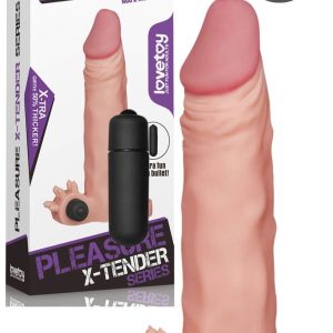 Capa peniana ultra realista com extensor e anel para escroto, estimulador de clitóris e cápsula vibratória - Lovetoy