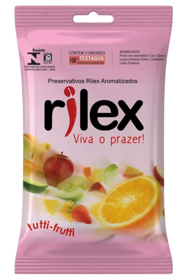 Preservativo lubrificado Tutti Frutti 03 Unidades Camisinha Rilex