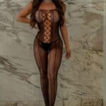 Bodystocking Macacão Sensual com Trançado