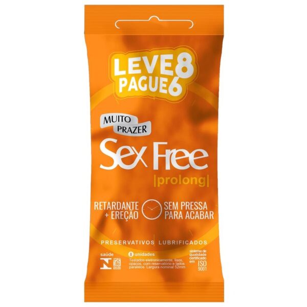 Preservativos Lubrificados Prolong Leve 8 Pague 6 Sex Free