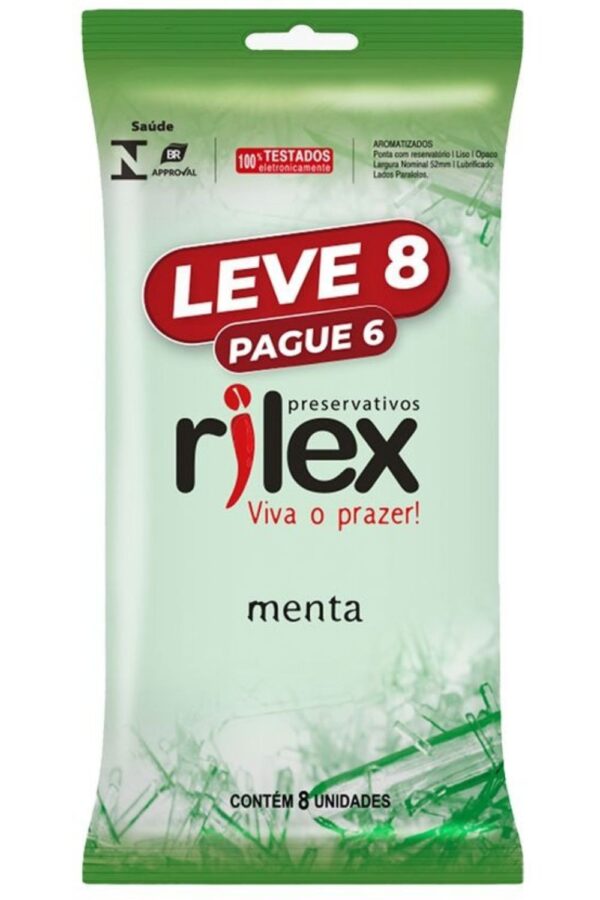 Preservativo Lubrificado com Aroma de Menta Leve 8 Pague 6 Rilex