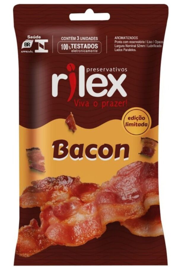 Preservativo Lubrificado com Aroma de Bacon 3 Unidades Rilex