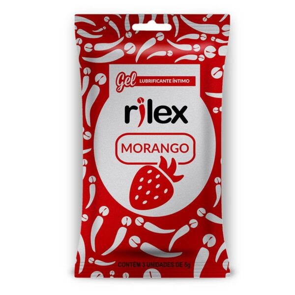 Gel Lubrificante com Aroma de Morango Sachê com 3 Unidades 5g Rilex