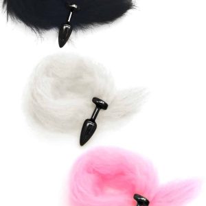 Plug anal Pequeno preto Abs com rabo linha less hard