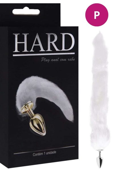 Plug Anal em Metal Cromado com Rabo Longo Branco - Hard