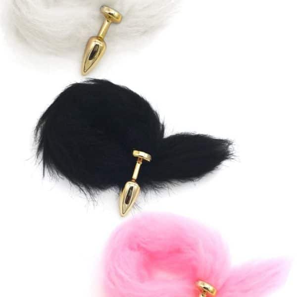 Plug Anal Pequeno Em Abs Dourado Com Rabo Linha Less Hard