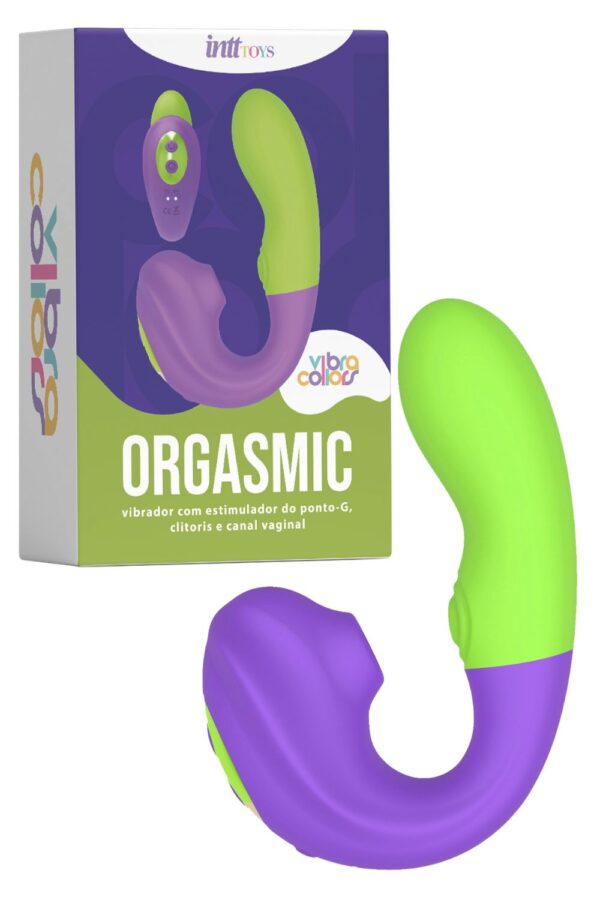 Intt Orgasmic Vibrador Estimulador de Ponto G e Clitóris em Silicone com 10 Modos de Vibração e Pulsação, Motor Duplo