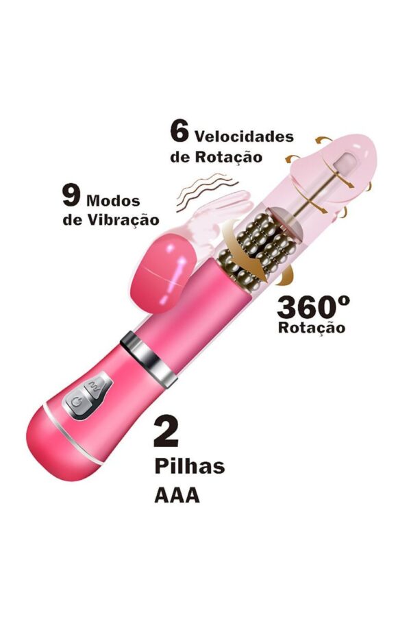 Vibrador Rotativo e estimulador de ponto G de Coelho á Pilha - Image 6