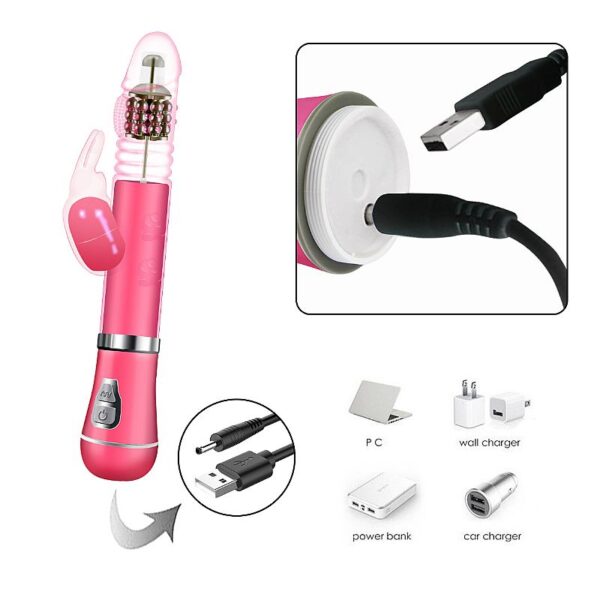 Vibrador Rotativo de Coelho com Vai e vem Recarregável com estimulador clitoriano - Image 7