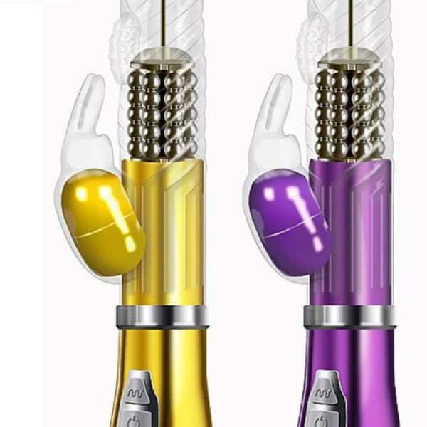 Vibrador Rotativo Coelho Cromado Recarregável – 9 Vibrações e 6 Velocidades