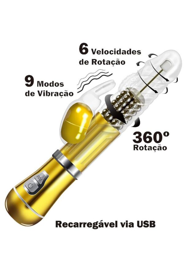 Vibrador Rotativo Coelho Cromado Recarregável – 9 Vibrações e 6 Velocidades - Image 5