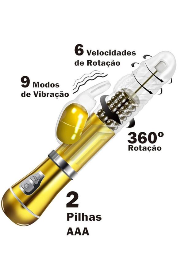 Vibrador Rotativo de Coelho com estimulação do ponto G Cromado - À Pilha - Image 7