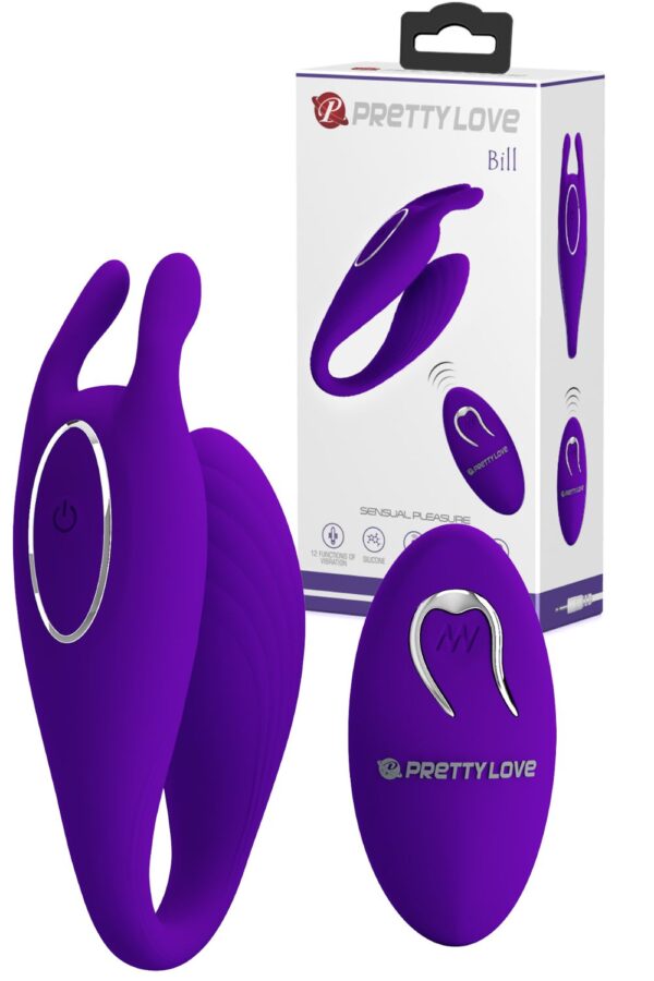 Pretty love bill - Vibrador para casal recarregável com 12 modos de vibrações e controle remoto sem fio