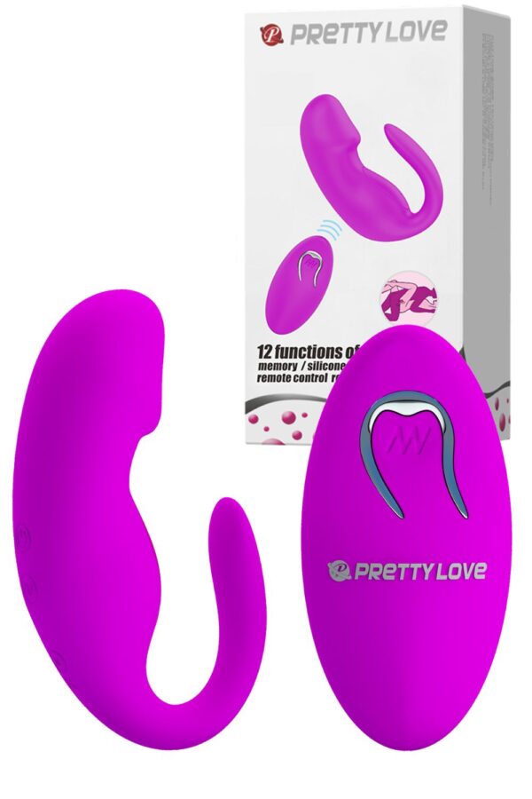 Vibrador para casal recarregável em silicone com 12 modos de vibração e controle remoto sem fio - Pretty love tiffany