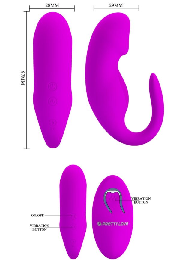 Vibrador para casal recarregável em silicone com 12 modos de vibração e controle remoto sem fio - Pretty love tiffany - Image 5