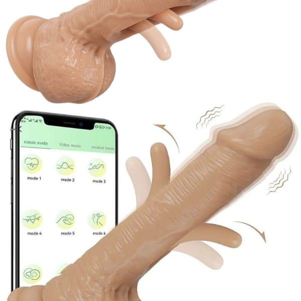 Pênis Realístico recarregável com Dedilhar Slap via APP À Longa Distância - Alwup