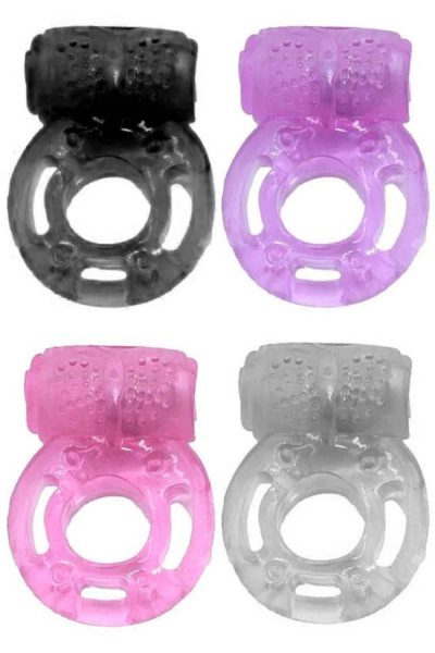 Anel Peniano Com Vibrador E Textura Estimuladora Formato Borboleta