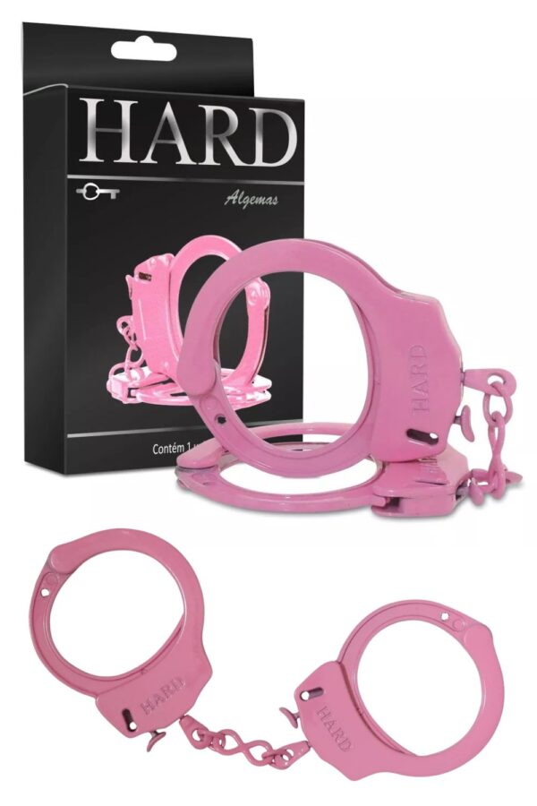 Algema de Metal na cor rosa com Par de Chaves Hard