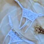 Calcinha fio secretária personalizável beijo branca