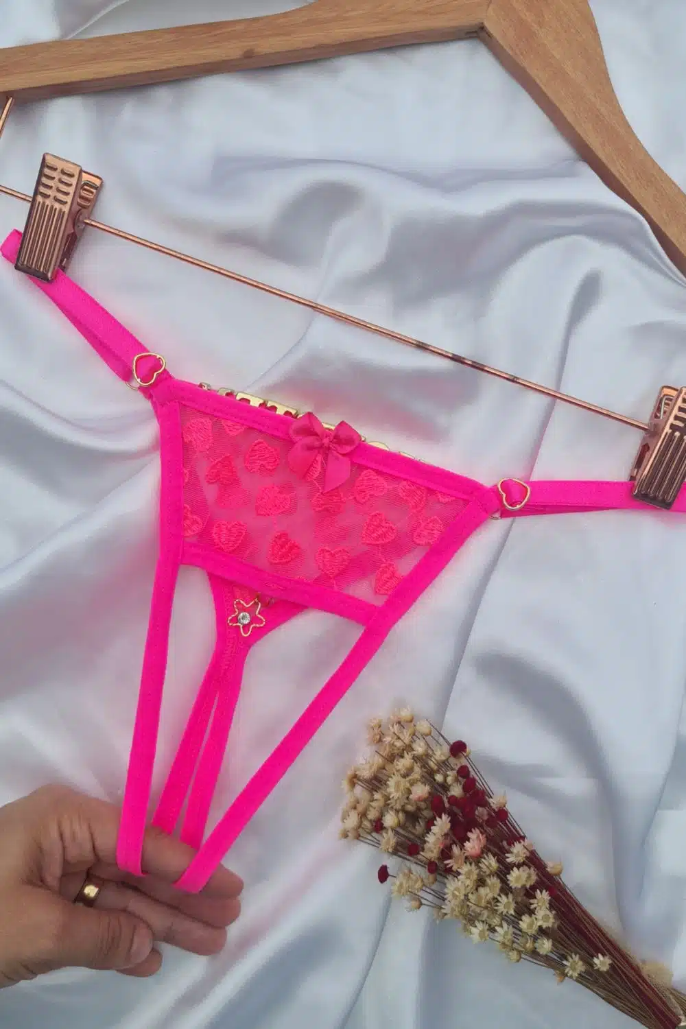 Calcinha personalizável fio secretária rosa neon  Imagem 2