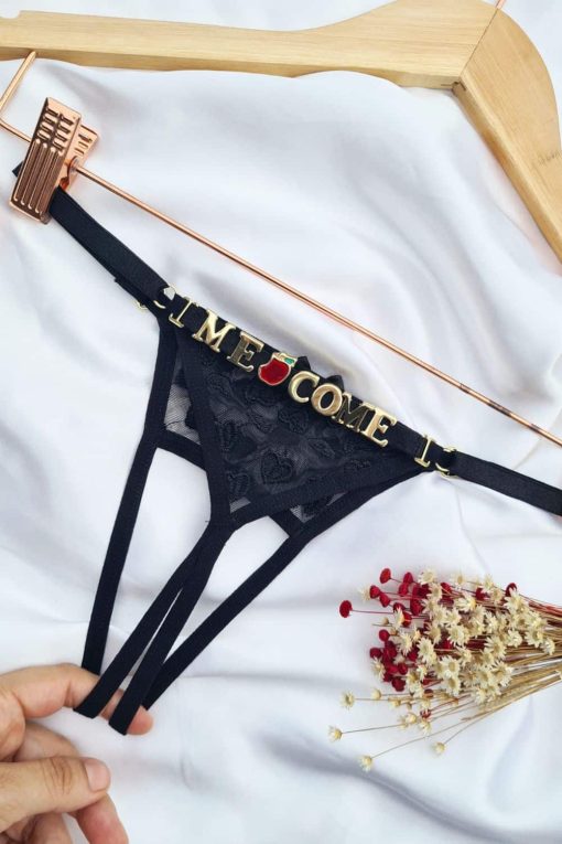 Calcinha personalizavel fio secretária Preto